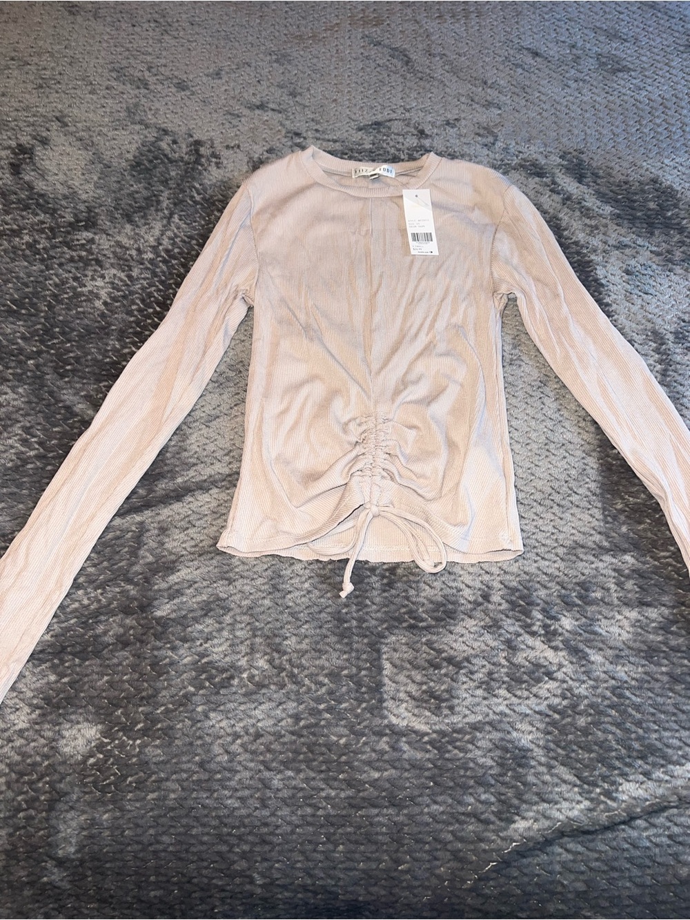 Long Sleeve Ruched Front Tee - Blush